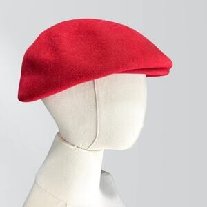 Vintage GEO. W. Bollman & Co Red Peachfelt Wool Ascot Cap